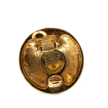 Gold Chanel Gold Plated CC Clip On Earrings