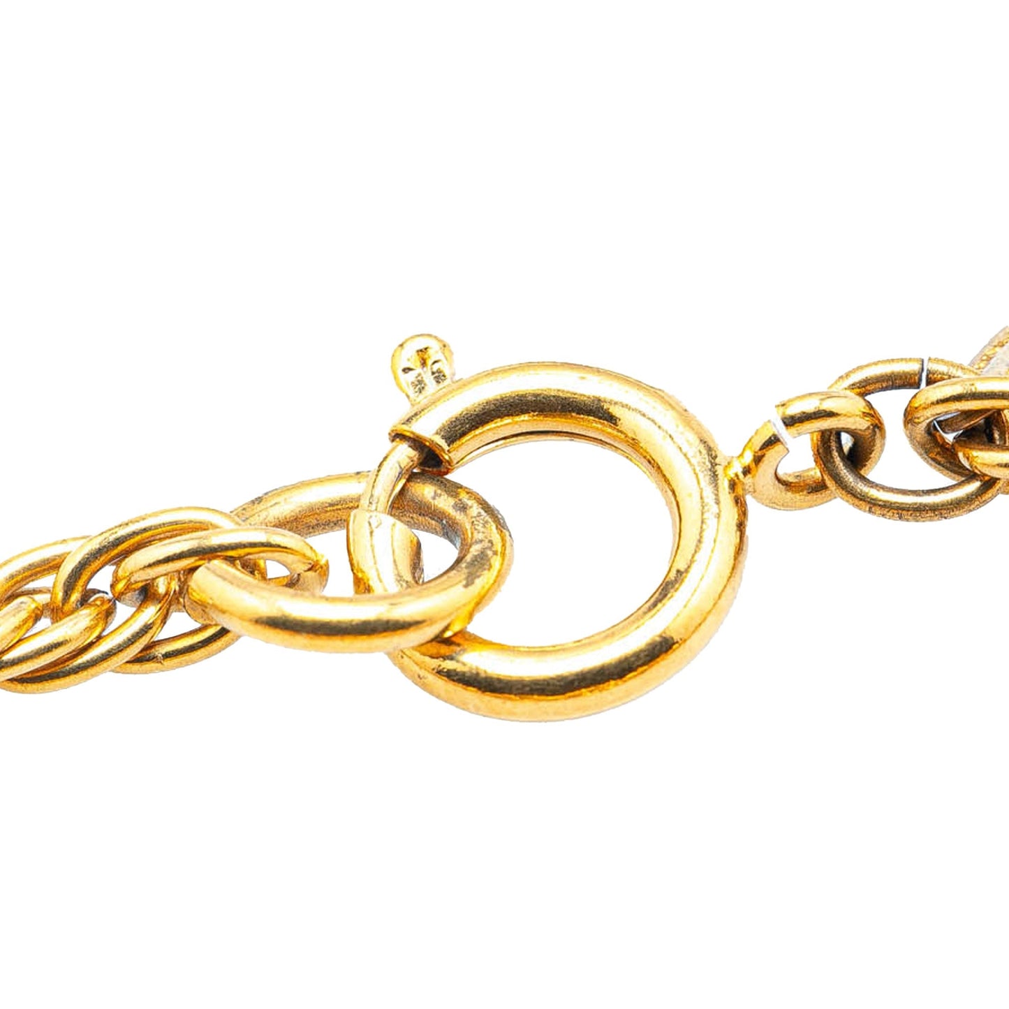 Gold Chanel Gold Plated CC Round Pendant Necklace