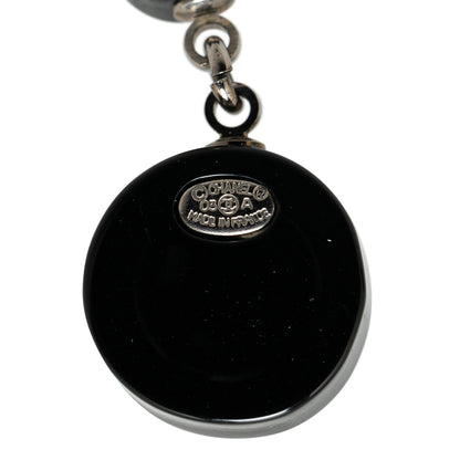 Black Chanel Resin CC Tire Drop Earrings