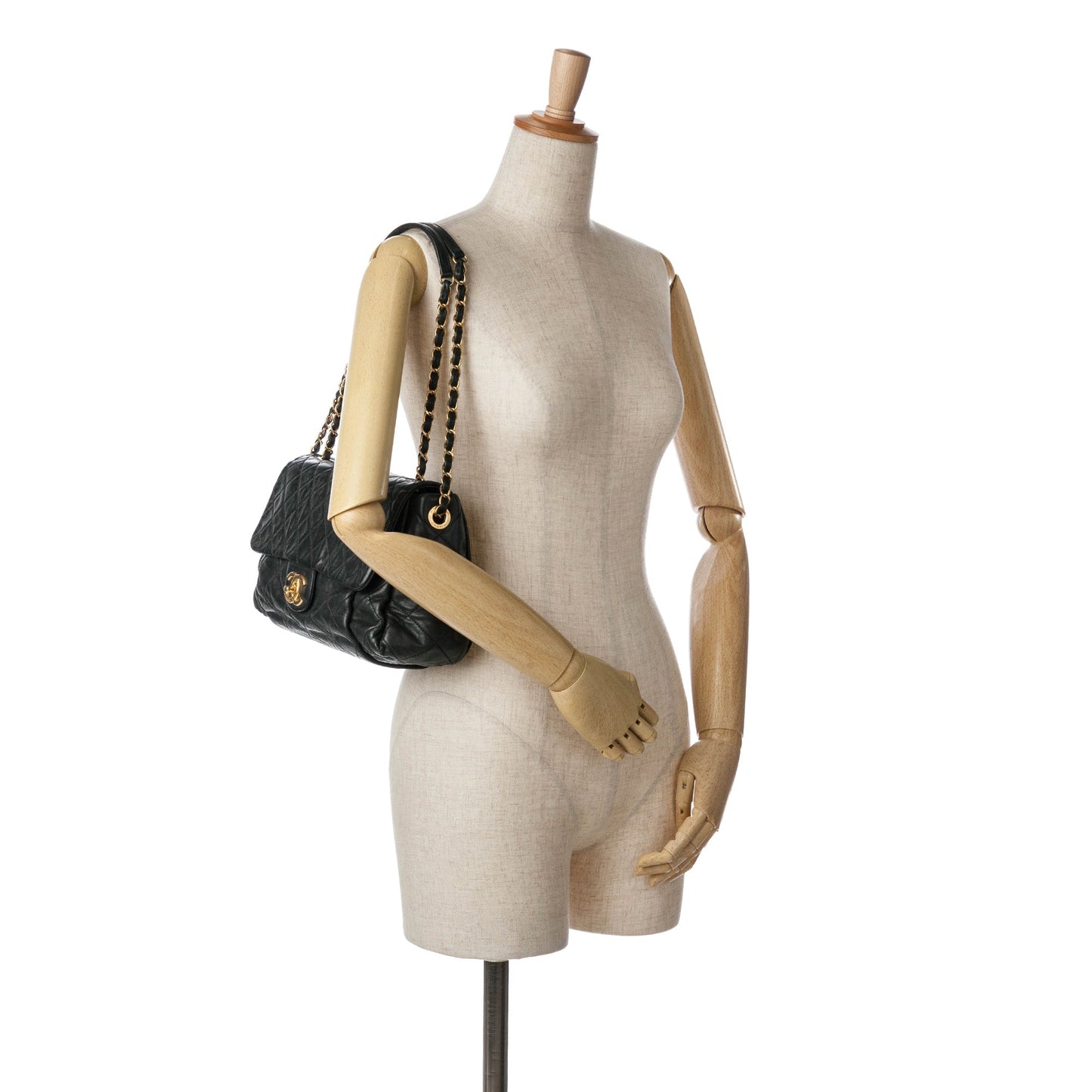 Black Chanel Large Aged Calfskin Chic Quilt Flap Shoulder Bag