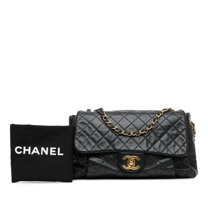 Black Chanel Large Aged Calfskin Chic Quilt Flap Shoulder Bag