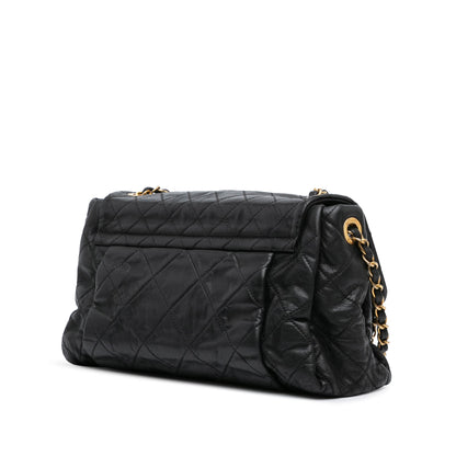 Black Chanel Large Aged Calfskin Chic Quilt Flap Shoulder Bag
