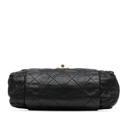 Black Chanel Large Aged Calfskin Chic Quilt Flap Shoulder Bag