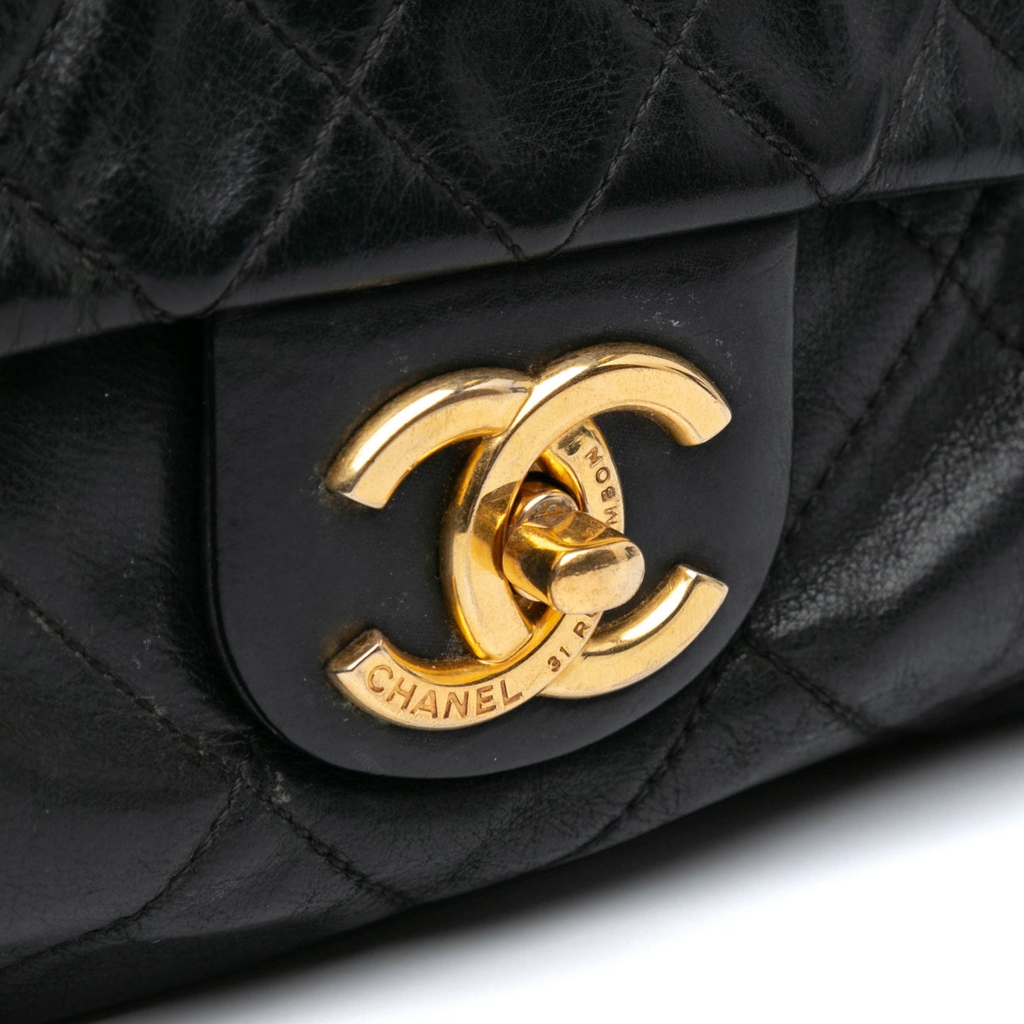 Black Chanel Large Aged Calfskin Chic Quilt Flap Shoulder Bag