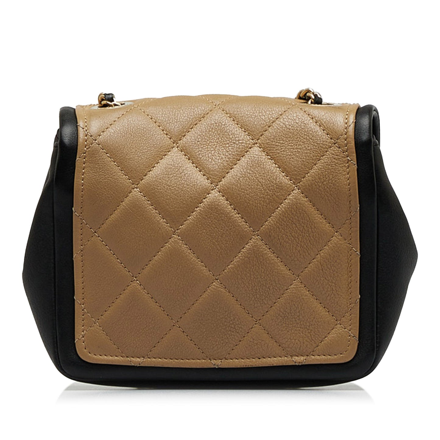 Brown Chanel Mini Square Calfskin Graphic Flap Crossbody Bag
