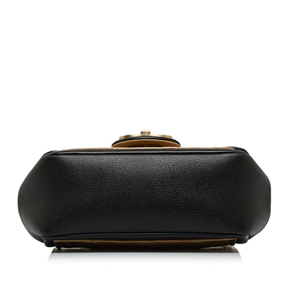 Brown Chanel Mini Square Calfskin Graphic Flap Crossbody Bag