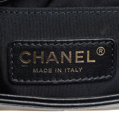 Brown Chanel Mini Square Calfskin Graphic Flap Crossbody Bag