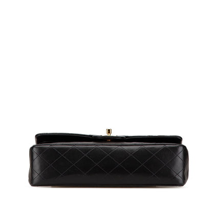Black Chanel Medium Classic Lambskin Double Flap Shoulder Bag