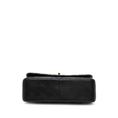 Black Chanel Jumbo Classic Lambskin Double Flap Shoulder Bag