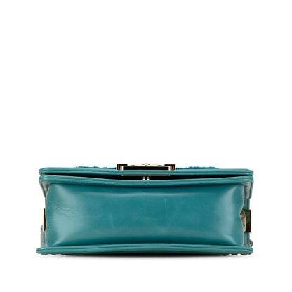 Blue Chanel Small Shearling Boy Flap Crossbody Bag