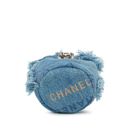 Blue Chanel Mini Denim Mood Bucket with Chain
