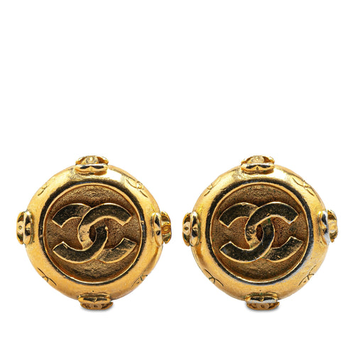 Gold Chanel Gold Plated CC Clip On Earrings