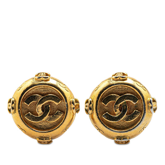 Gold Chanel Gold Plated CC Clip On Earrings