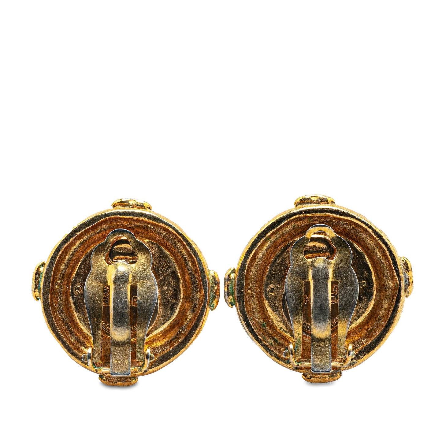 Gold Chanel Gold Plated CC Clip On Earrings