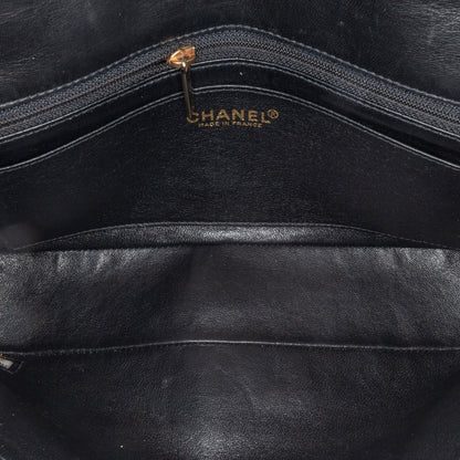 Black Chanel Lambskin Chocolate Bar Pearl Chain Flap Shoulder Bag