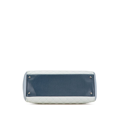 Blue Chanel Large Tricolor Caviar Just Mademoiselle Bowling Bag