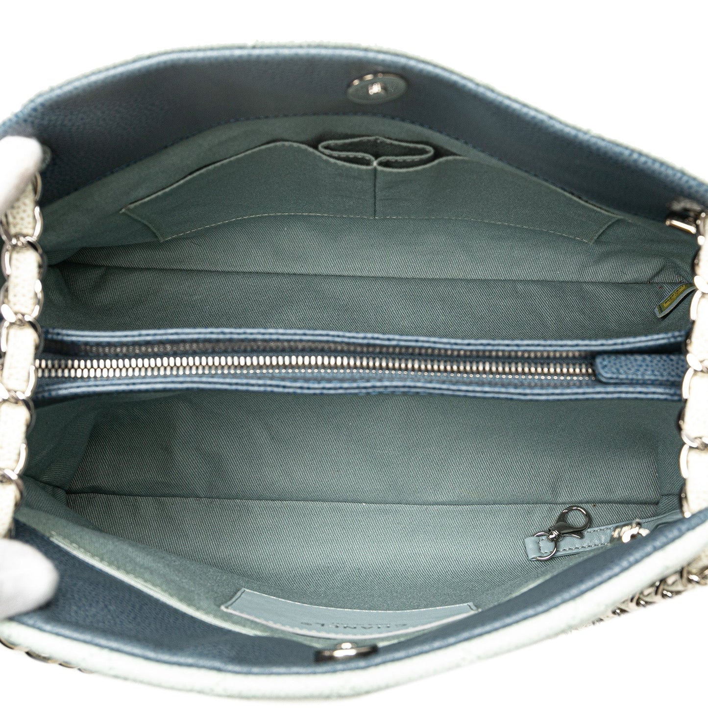 Blue Chanel Large Tricolor Caviar Just Mademoiselle Bowling Bag