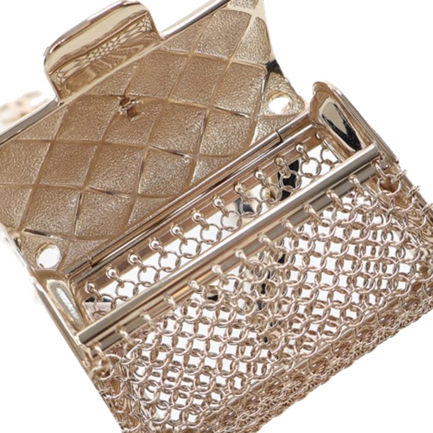 Gold Chanel Leather and Gold Plated Classic Flap Bag Pendant Necklace