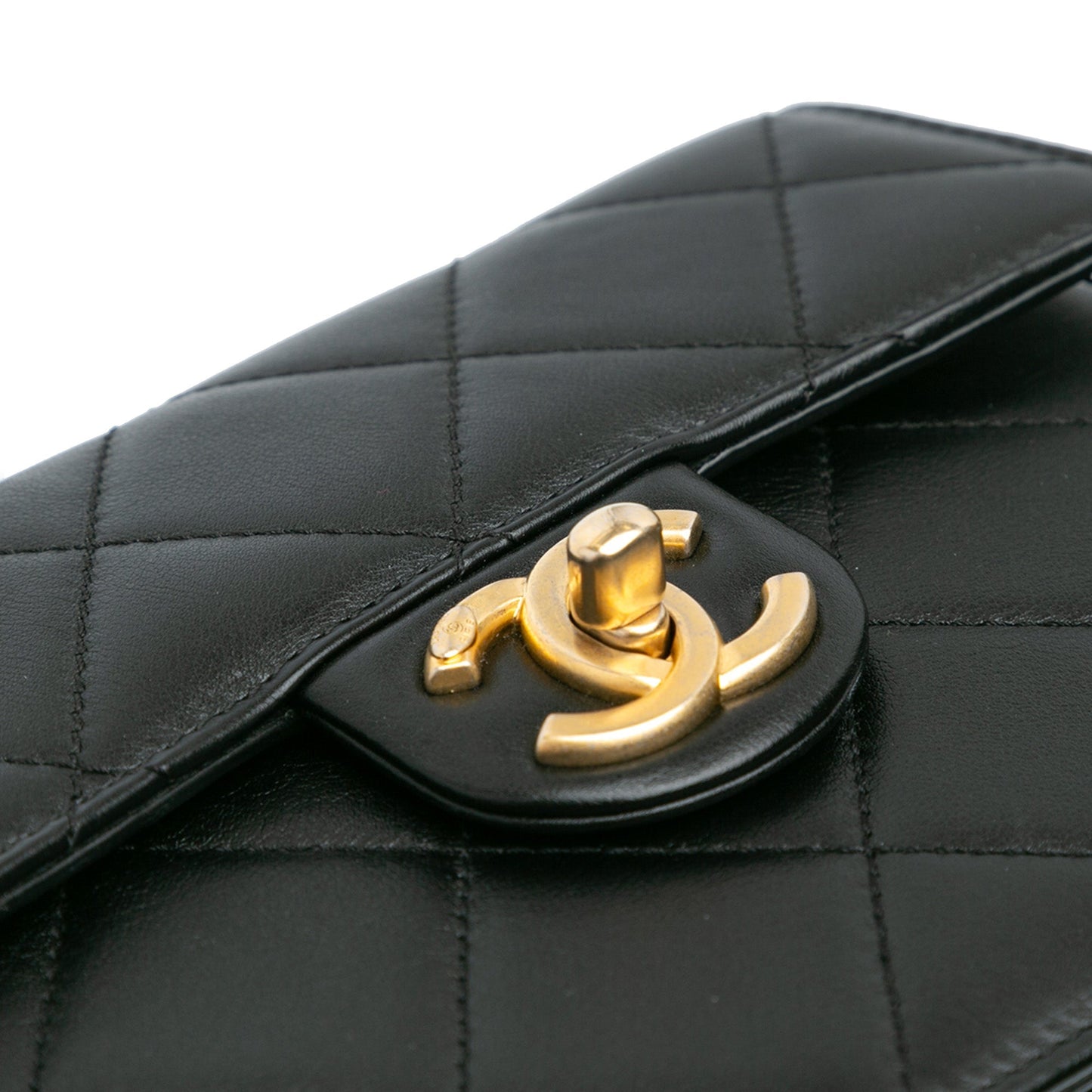 Black Chanel CC Quilted Calfskin Round Moon Messenger Flap Crossbody Bag