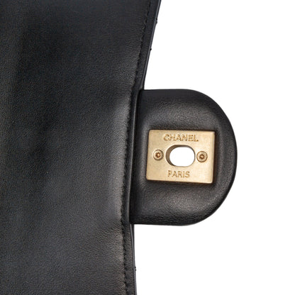 Black Chanel CC Quilted Calfskin Round Moon Messenger Flap Crossbody Bag
