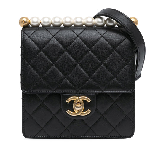 Black Chanel Small Lambskin Chic Pearls Flap Crossbody Bag