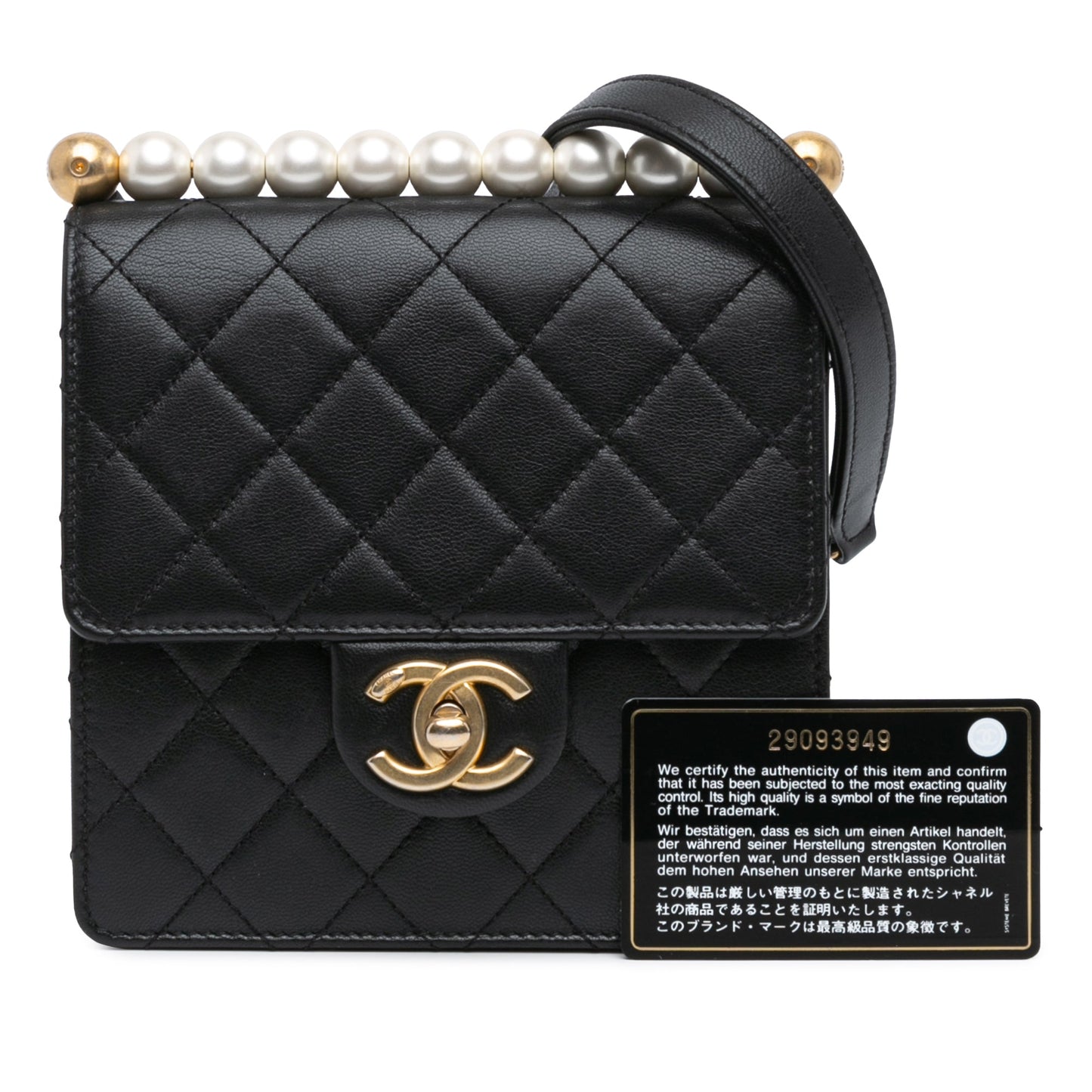 Black Chanel Small Lambskin Chic Pearls Flap Crossbody Bag