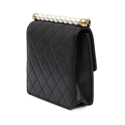 Black Chanel Small Lambskin Chic Pearls Flap Crossbody Bag
