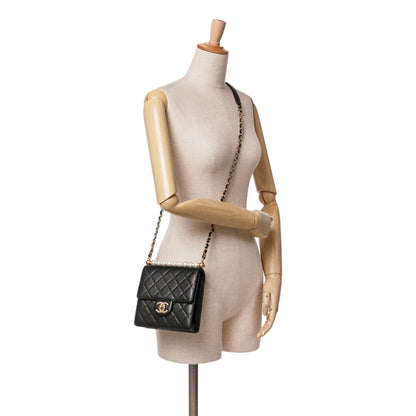 Black Chanel Small Lambskin Chic Pearls Flap Crossbody Bag