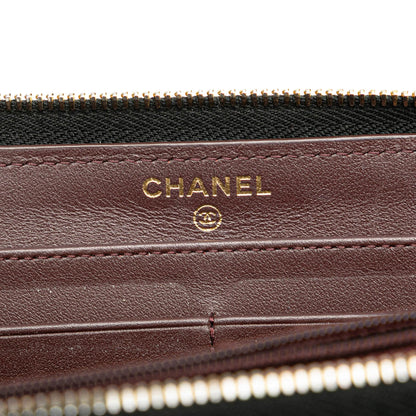 Black Chanel Quilted Caviar CC Zip Around Long Wallet