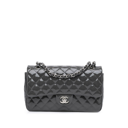 Gray Chanel Medium Classic Patent Double Flap Shoulder Bag