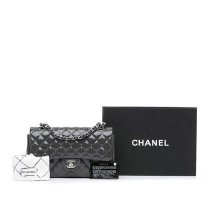 Gray Chanel Medium Classic Patent Double Flap Shoulder Bag