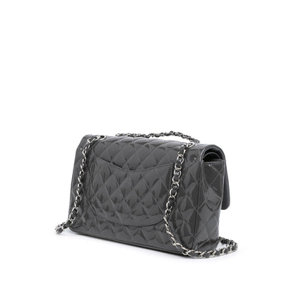 Gray Chanel Medium Classic Patent Double Flap Shoulder Bag