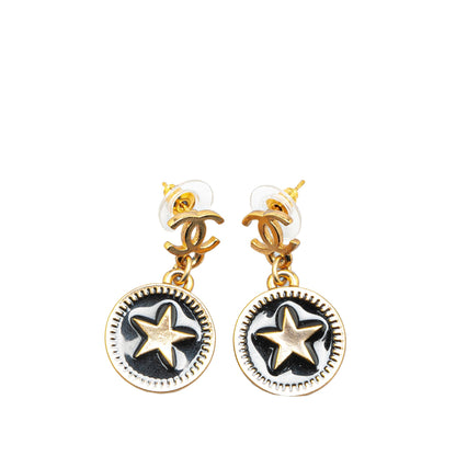 Gold Chanel Gold Plated Mini Nico Swing American Star Push Back Earrings