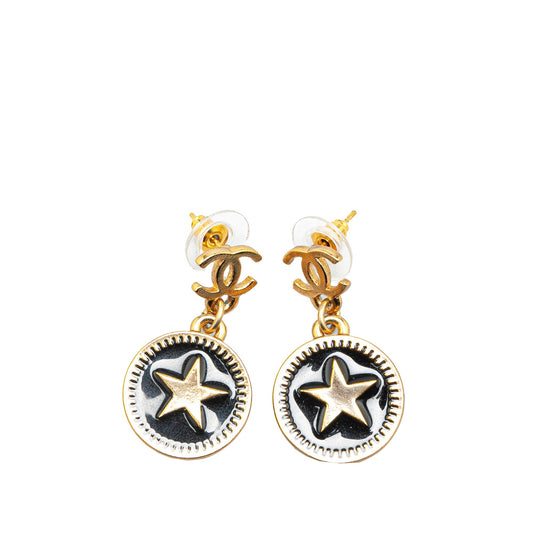 Gold Chanel Gold Plated Mini Nico Swing American Star Push Back Earrings