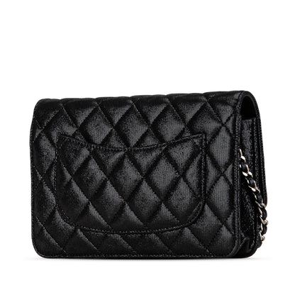 Black Chanel Iridescent Caviar Crystal CC Wallet On Chain Crossbody Bag