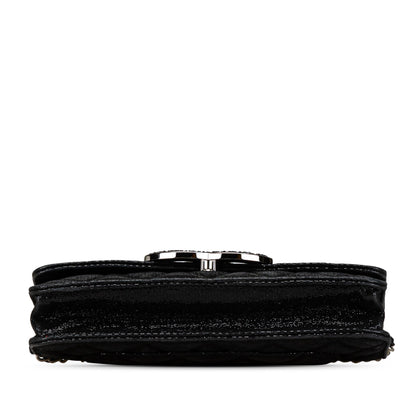 Black Chanel Iridescent Caviar Crystal CC Wallet On Chain Crossbody Bag