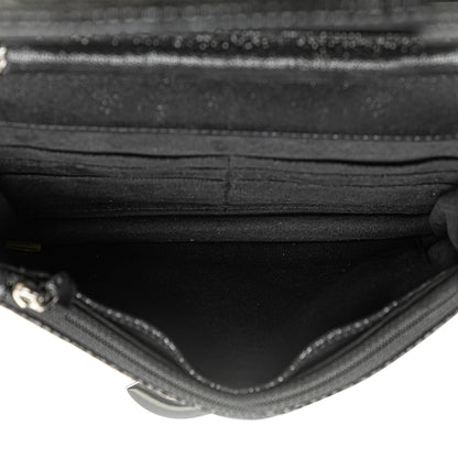 Black Chanel Iridescent Caviar Crystal CC Wallet On Chain Crossbody Bag