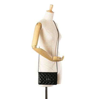 Black Chanel Iridescent Caviar Crystal CC Wallet On Chain Crossbody Bag