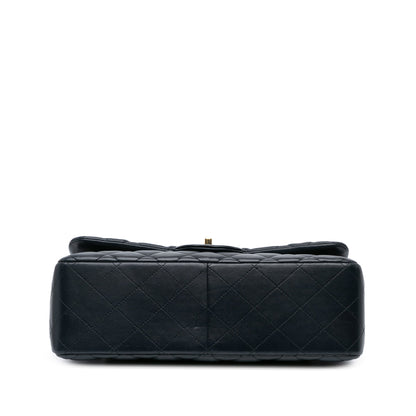 Black Chanel Jumbo Classic Lambskin Double Flap Shoulder Bag