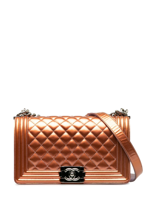 Brown Chanel Medium Patent Boy Flap Bag