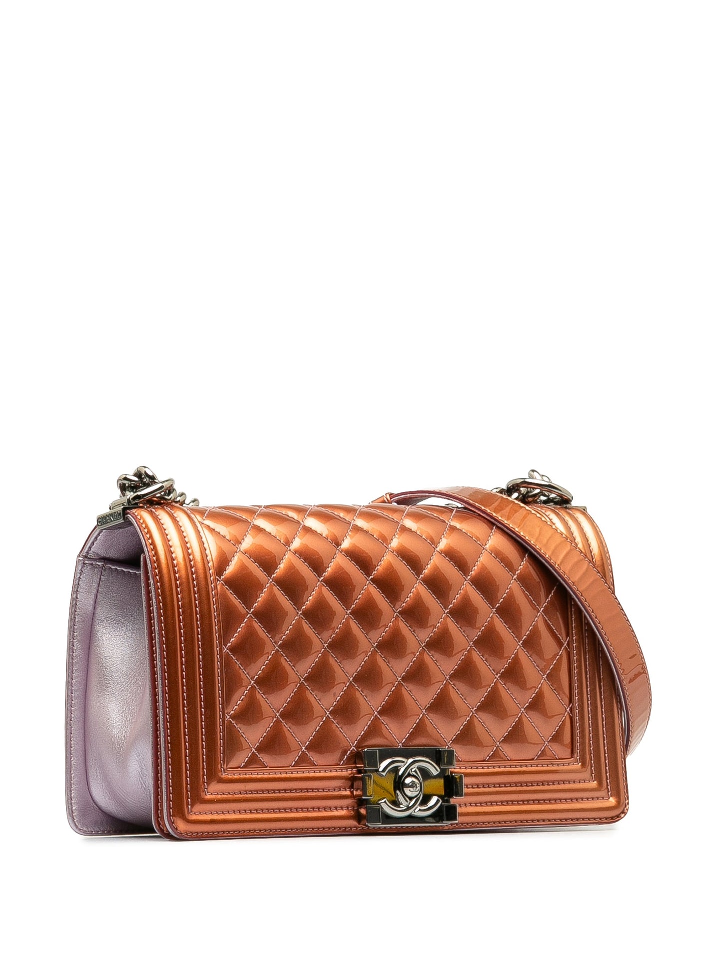 Brown Chanel Medium Patent Boy Flap Bag