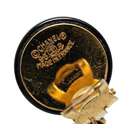 Gold Chanel Gold Plated Faux Pearl CC Drop Clip On Earrings