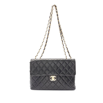 Black Chanel Jumbo Classic Lambskin Single Flap Shoulder Bag