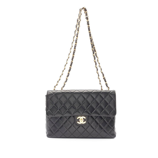 Black Chanel Jumbo Classic Lambskin Single Flap Shoulder Bag