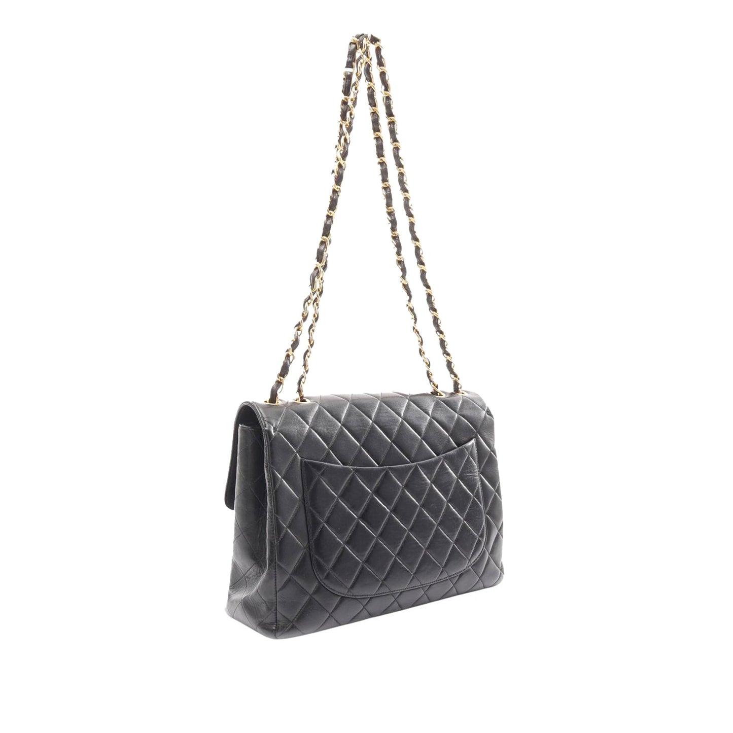 Black Chanel Jumbo Classic Lambskin Single Flap Shoulder Bag