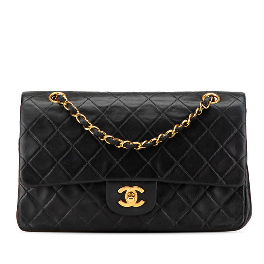 Black Chanel Medium Classic Lambskin Double Flap Shoulder Bag