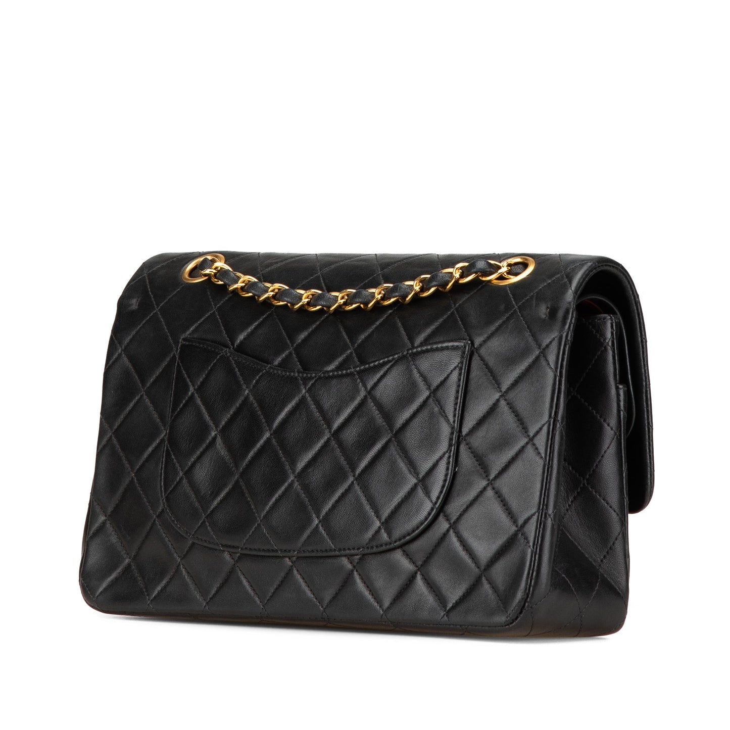 Black Chanel Medium Classic Lambskin Double Flap Shoulder Bag