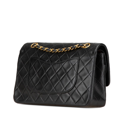 Black Chanel Medium Classic Lambskin Double Flap Shoulder Bag