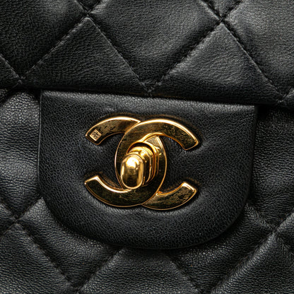Black Chanel Medium Classic Lambskin Double Flap Shoulder Bag