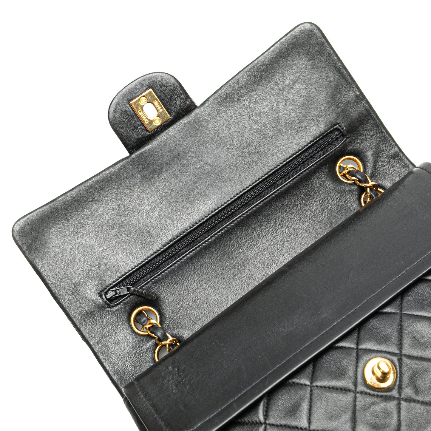 Black Chanel Medium Classic Lambskin Double Flap Shoulder Bag